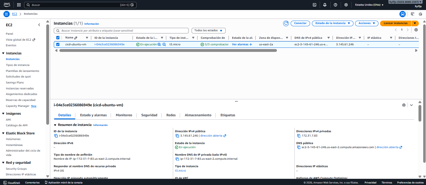 AWS EC2 instance running
